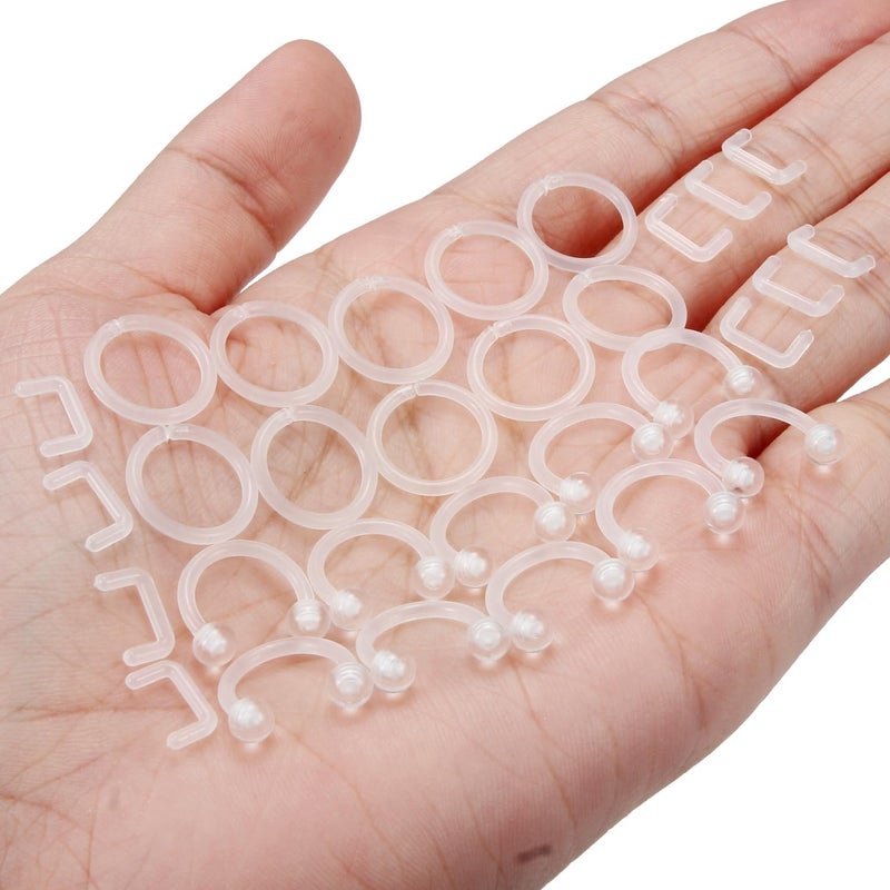 Ftovosyo 30pcs 14G 16G Septum Retainer Plastic Clear Septum Ring Flexible Septum Piercing Jewelry for Work Sport Surgery MRIs - Image 3